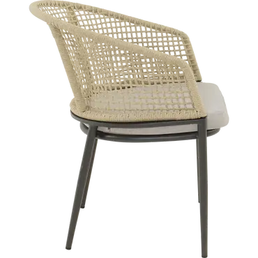 Stoel Kioto beige zijkant, Lesli Living, tuinmeubels.nl