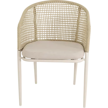 Stoel Kioto Crema beige voor, Lesli Living, tuinmeubels.nl