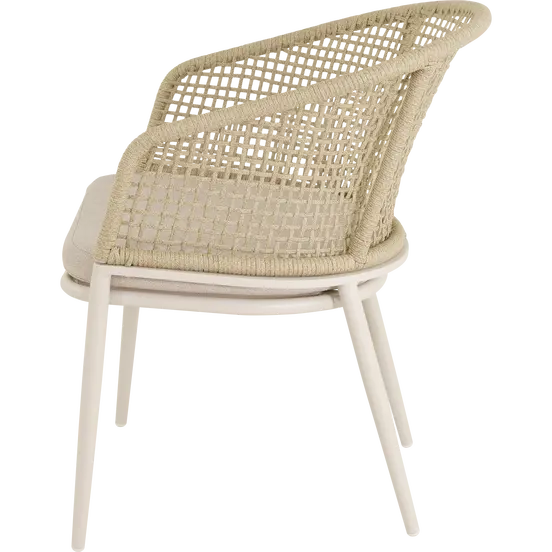 Stoel Kioto Crema beige zijkant, Lesli Living, tuinmeubels.nl