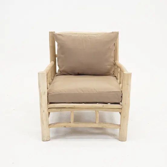 STOEL TEAK NATUREL taupe kussens voor, Vita, Tuinmeubels.nl