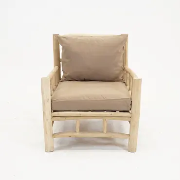 STOEL TEAK NATUREL taupe kussens voor, Vita, Tuinmeubels.nl