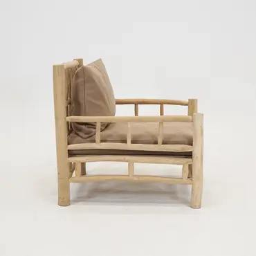 STOEL TEAK NATUREL taupe kussens zij, Vita, Tuinmeubels.nl