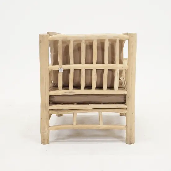 STOEL TEAK NATUREL taupe kussens achter, Vita, Tuinmeubels.nl