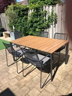 Tafel Arezzo 160x90cm sfeerfoto, Lesli Living, tuinmeubels