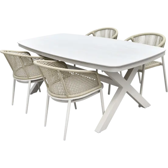 Tafel Davos Crema Deens ovaal 200x100cm sfeerfoto, Lesli Living, tuincentrumoutlet.com