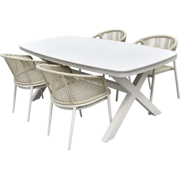 Tafel Davos Crema Deens ovaal 200x100cm sfeerfoto, Lesli Living, tuincentrumoutlet.com