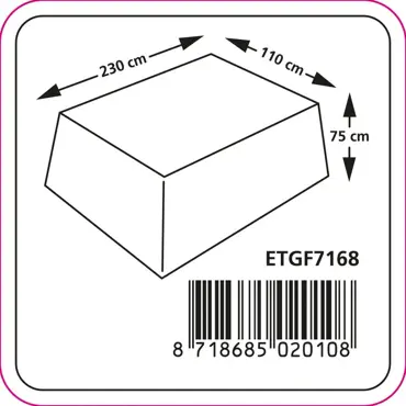 Tafelhoes ca 230x110x75cm grijs afmetingen, Eurotrail, tuinmeubels