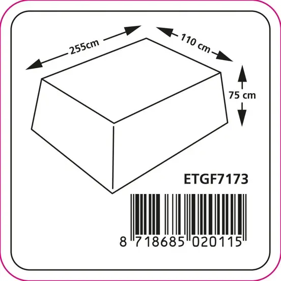 Tafelhoes 255x110x75cm grijs afmetingen, Eurotrail, tuinmeubels