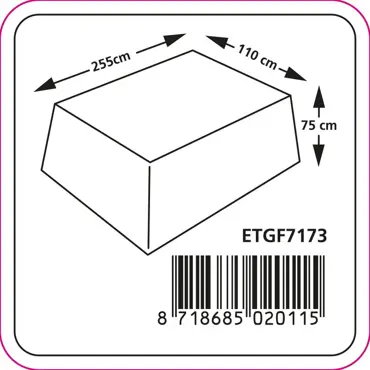 Tafelhoes 255x110x75cm grijs afmetingen, Eurotrail, tuinmeubels