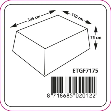 Tafelhoes ca 300x110x75cm grijs afmetingen, Eurotrail, tuinmeubels