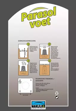 Terra EasyFoot parasolvoet zijkant verpakking, EasyFoot, tuinmeubels