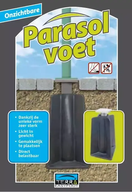 Terra EasyFoot parasolvoet voorkant verpakking, EasyFoot, tuinmeubels