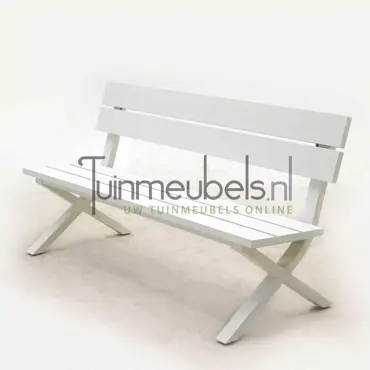 Tuinbank Crossway alu L160 cm wit mat www.tuinmeubels.nl