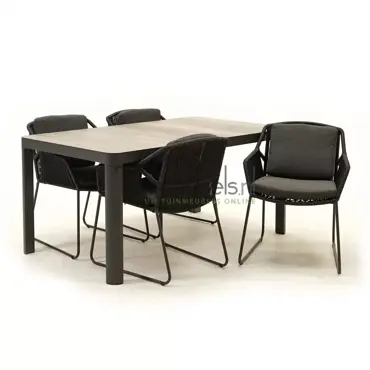 Tuinset Accor antra met Castilla Negro 160cm tafel www.tuinmeubels.nl