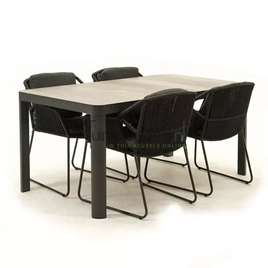 Tuinset Accor antra met Castilla Negro 160cm tafel www.tuinmeubels.nl