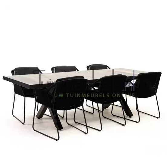 Tuinset Accor antraciet met Castilla negro kruispoot 240cm tafel - afbeelding 2