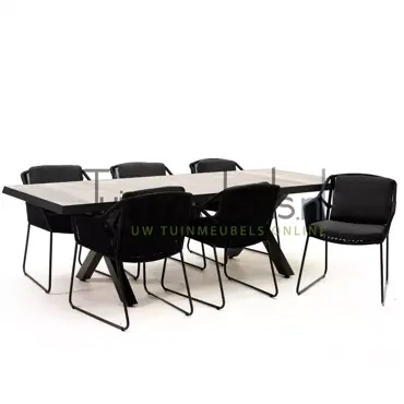 Tuinset Accor antraciet met Castilla negro kruispoot 240cm tafel - afbeelding 3