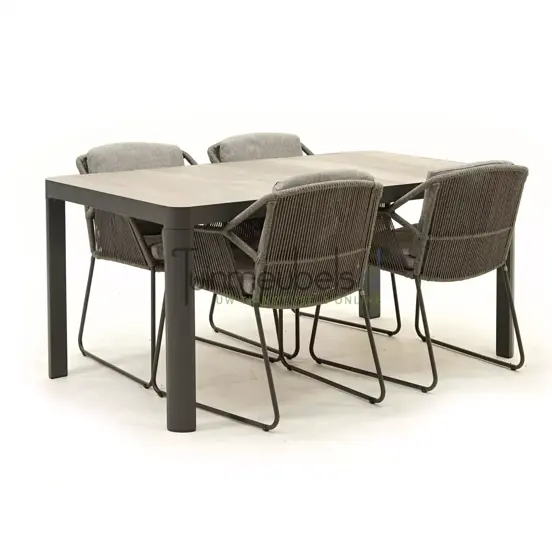 Tuinset Accor mid grey met Castilla Negro 160cm tafel www.tuinmeubels.nl