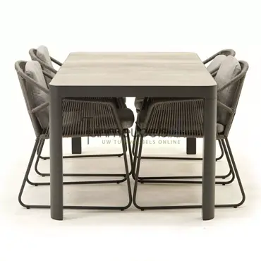 Tuinset Accor mid grey met Castilla Negro 160cm tafel www.tuinmeubels.nl