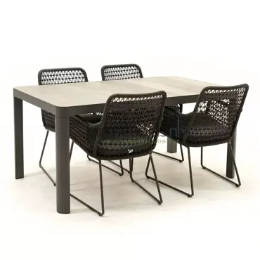 Tuinset Athena met Castilla Negro 160cm tafel www.tuinmeubels.nl