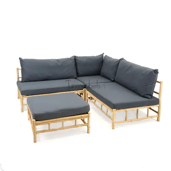 Tuinset Bamboo Chaise Longue Naturel Loungeset Tuin Buiten Vita, tuinmeubels.nl