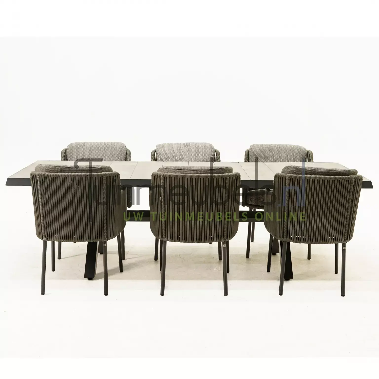 Tuinset Bernini platinum met negro tafel Tuinmeubels.nl