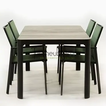 Tuinset Delia amandel met Castilla 160cm tafel www.tuinmeubels.nl