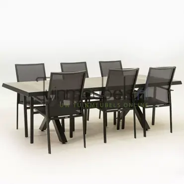 Tuinset Delia hoge rug met Castilla negro kruispoot 240cm tafel - afbeelding 2