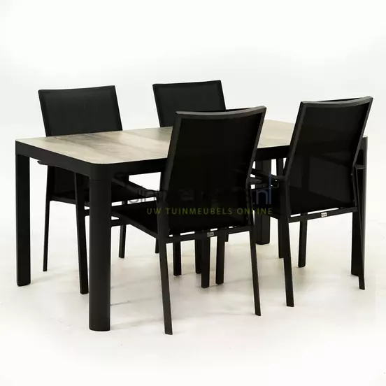 Tuinset Delia hoge rug zwart met Castilla 160cm tafel - afbeelding 2