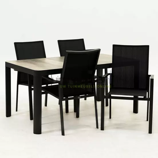 Tuinset Delia hoge rug zwart met Castilla 160cm tafel - afbeelding 3
