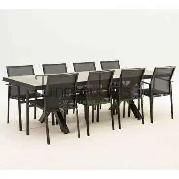 Tuinset Delia met Castilla negro kruispoot 240cm tafel - afbeelding 2