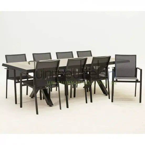 Tuinset Delia met Castilla negro kruispoot 240cm tafel - afbeelding 3