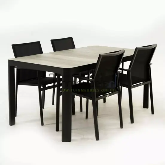 Tuinset Delia zwart met Castilla 160cm tafel - afbeelding 2