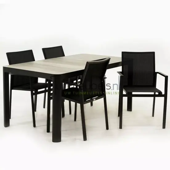 Tuinset Delia zwart met Castilla 160cm tafel - afbeelding 3