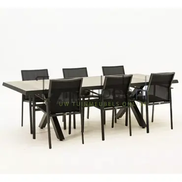 Tuinset Delia zwart met Castilla negro kruispoot 240cm tafel - afbeelding 2