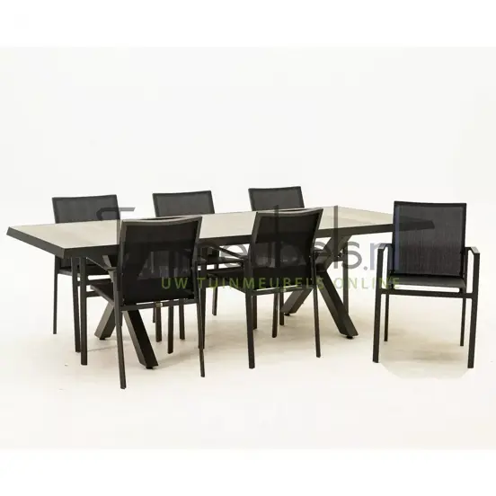 Tuinset Delia zwart met Castilla negro kruispoot 240cm tafel - afbeelding 3