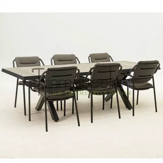 Tuinset Eco met Castilla negro kruispoot 240cm tafel - afbeelding 2