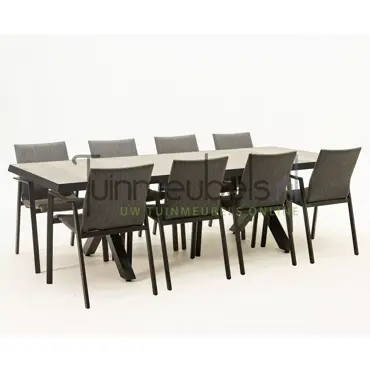 Tuinset Fardau met Castilla negro kruispoot 240cm tafel - afbeelding 2