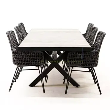 Tuinset Opera met Castilla negro kruispoot 240cm tafel www.tuinmeubels.nl
