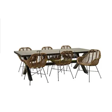 Tuinset Rattan met Vita Braga 240cm tafel www.tuinmeubels.nl