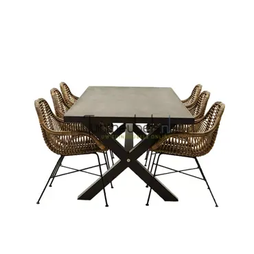 Tuinset Rattan met Vita Braga 240cm tafel www.tuinmeubels.nl