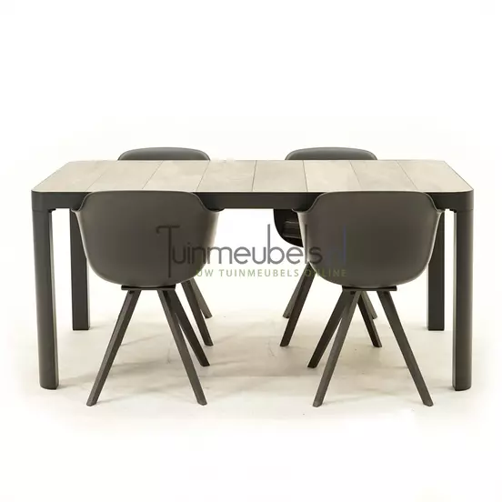 Tuinset Solid met Castilla Negro 160cm tafel www.tuinmeubels.nl