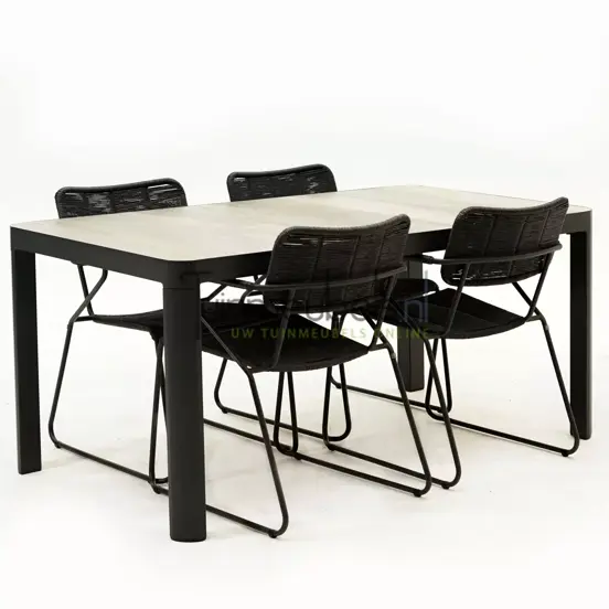 Tuinset Swing Zwart met Castilla 160cm Tafel - afbeelding 2