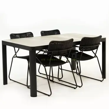 Tuinset Swing Zwart met Castilla 160cm Tafel - afbeelding 2