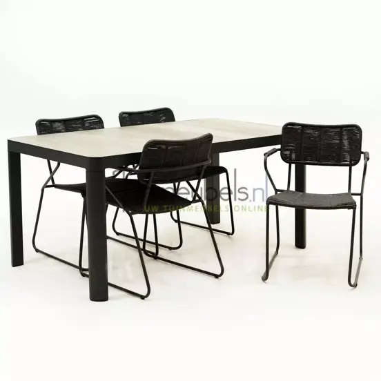 Tuinset Swing Zwart met Castilla 160cm Tafel - afbeelding 3