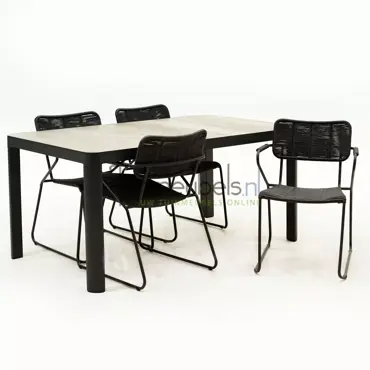 Tuinset Swing Zwart met Castilla 160cm Tafel - afbeelding 3