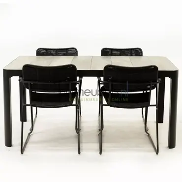 Tuinset Swing Zwart met Castilla 160cm Tafel - afbeelding 4