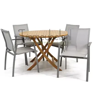 Tuinset Torino stapelbaar met Milton rond 110, tuinmeubels
