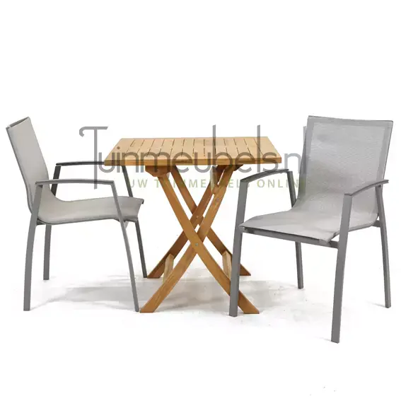 Tuinset Torino stapelbaar met Milton vierkant 80x80
