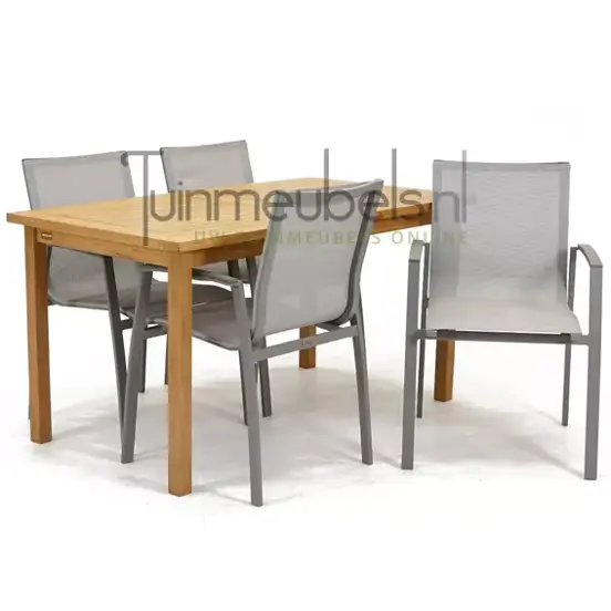 Tuinset Torino stapelbaar met Neva tafel 144 cm, tuinmeubels.nl, foto 1